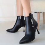 Siyah Cilt Topuklu Bot Siyah