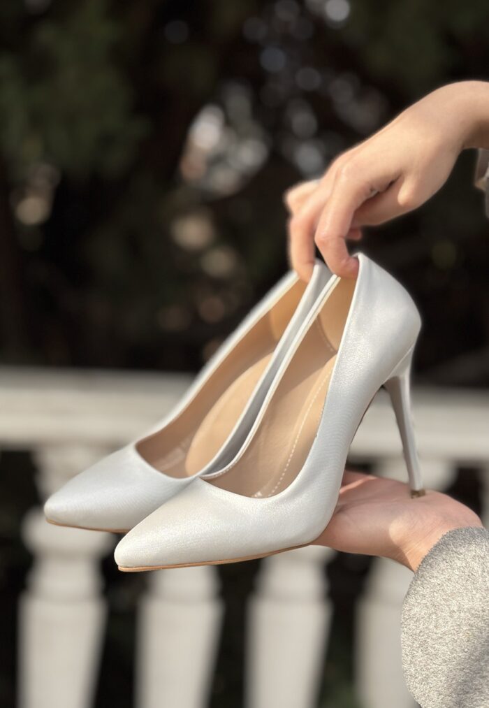 Hillar Gümüş Saten Stiletto Ayakkabı Gümüş 2
