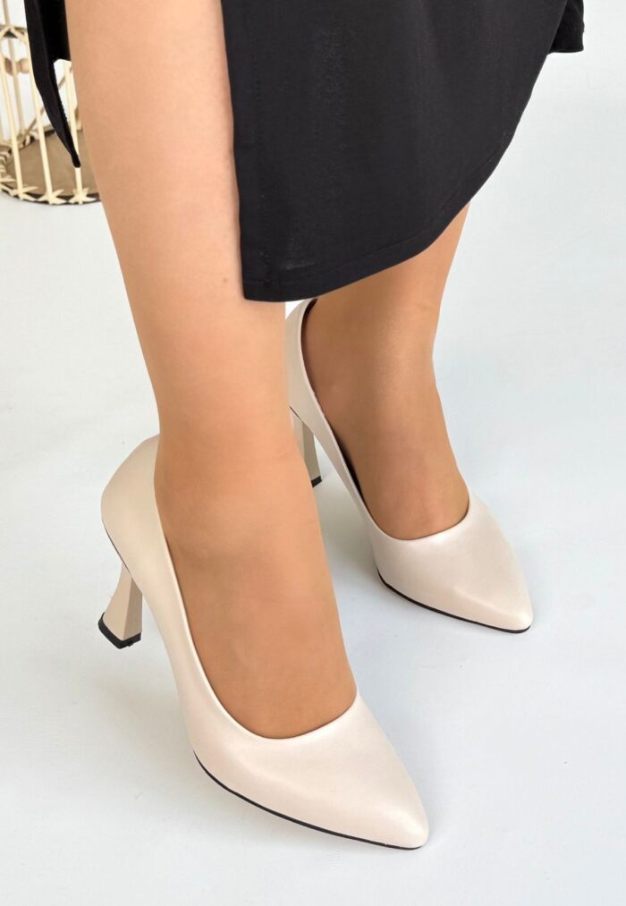 Ulba Bej Cilt Stiletto Ayakkabı Bej3