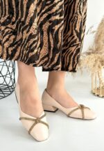 Pety Bej Cilt Topuklu Ayakkabı Bej