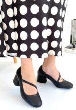 Kier Siyah Cilt Topuklu Ayakkabı Siyah