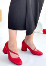 Kier Kırmızı Cilt Topuklu Ayakkabı Kırmızı
