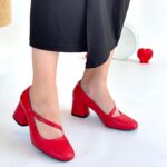 Kier Kırmızı Cilt Topuklu Ayakkabı Kırmızı