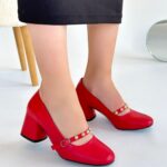 Tino Kırmızı Cilt Topuklu Ayakkabı Kırmızı