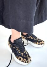 Leopar Süet Bağcıklı Spor Ayakkabı Leopar