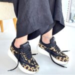 Leopar Süet Bağcıklı Spor Ayakkabı Leopar