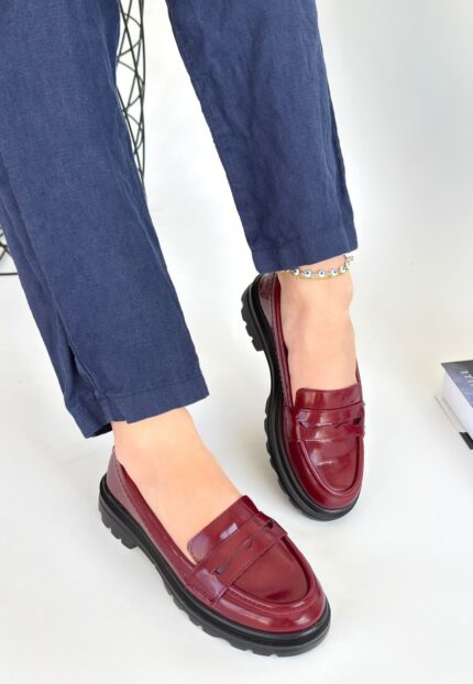 Bordo Rugan Oxford Ayakkabı Bordo