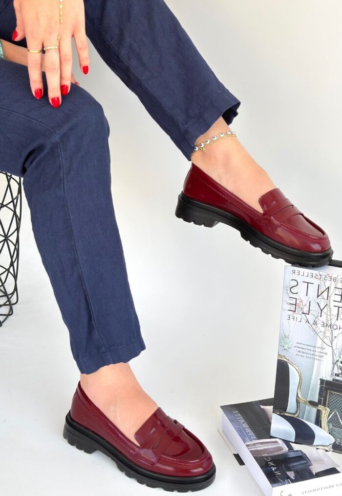 Bordo Rugan Oxford Ayakkabı Bordo