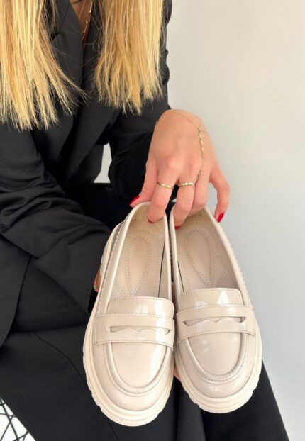 Bej Rugan Oxford Ayakkabı Bej1