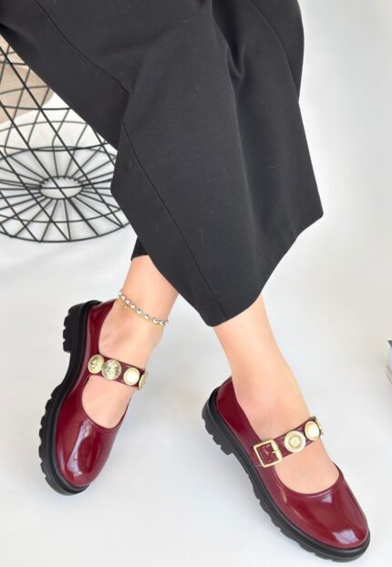 Bordo Rugan Oxford Ayakkabı Bordo