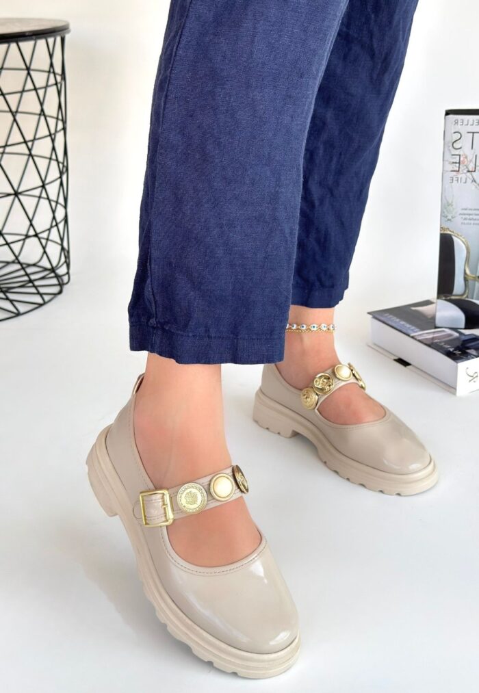 Bej Rugan Oxford Ayakkabı Bej1