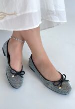 Siyah Saten Babet Ayakkabı Siyah