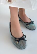 Siyah Saten Babet Ayakkabı Siyah