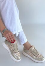 Hawer Bej Cilt Bağcıklı Spor Ayakkabı Bej