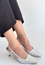 Sione Gümüş Cilt Topuklu Ayakkabı Gümüş