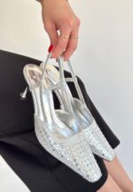 Sione Gümüş Cilt Topuklu Ayakkabı Gümüş