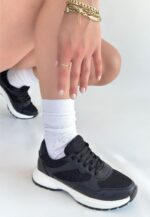 Slar Siyah Cilt Bağcıklı Spor Ayakkabı Siyah