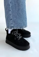 Siyah Süet Bağcıklı Bot Siyah