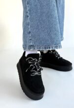 Siyah Süet Bağcıklı Bot Siyah