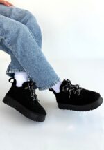 Siyah Süet Bağcıklı Bot Siyah