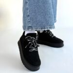 Siyah Süet Bağcıklı Bot Siyah