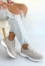 Slar Bej Cilt Bağcıklı Spor Ayakkabı Bej