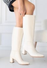 Roksa Ten Cilt Topuklu Çizme Ten