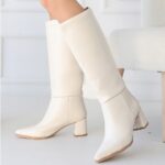 Roksa Ten Cilt Topuklu Çizme Ten