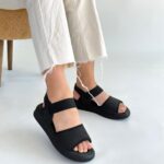 Jake Siyah Hasır Cilt Sandalet Siyah