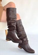 Winda Kahverengi Cilt Körüklü Çizme Açık Kahve