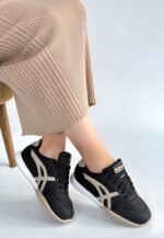 Zlay Siyah Cilt Bej Detaylı Bağcıklı Spor Ayakkabı Siyah