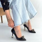 Coby Siyah Rugan Topuklu Ayakkabı Siyah