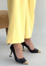 Artem Siyah Rugan Topuklu Ayakkabı Siyah