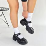 Siyat Siyah Rugan Dolgu Topuk Oxford Ayakkabı Siyah