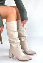 Pitay Ten Cilt Topuklu Çizme Ten