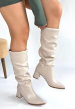 Pitay Ten Cilt Topuklu Çizme Ten