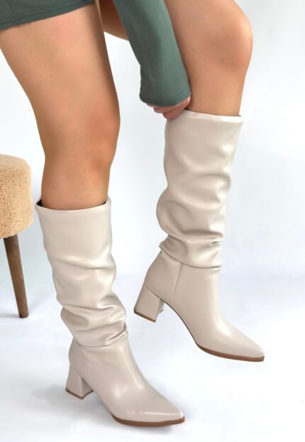 Pitay Ten Cilt Topuklu Çizme Ten