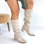 Pitay Ten Cilt Topuklu Çizme Ten