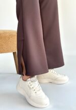 Yejja Bej Cilt Bağcıklı Spor Ayakkabı Bej