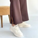 Yejja Bej Cilt Bağcıklı Spor Ayakkabı Bej