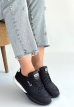 Tawen Siyah Cilt Bağcıklı Spor Ayakkabı Siyah