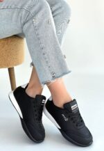 Tawen Siyah Cilt Bağcıklı Spor Ayakkabı Siyah