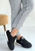 Tawen Siyah Cilt Bağcıklı Spor Ayakkabı Siyah