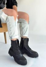 Allex Siyah Cilt Bağcıklı Bot Siyah