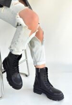 Allex Siyah Cilt Bağcıklı Bot Siyah