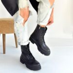 Allex Siyah Cilt Bağcıklı Bot Siyah