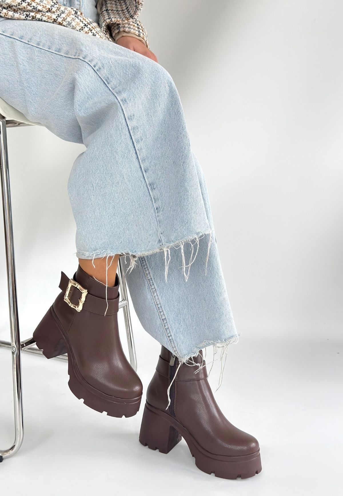 Pinma Kahverengi Cilt Topuklu Bot Pinma Kahverengi Cilt Topuklu Bot Kahverengi