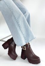 Pinma Kahverengi Cilt Topuklu Bot Kahverengi