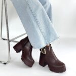 Pinma Kahverengi Cilt Topuklu Bot Kahverengi