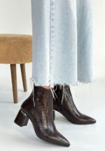 Meça Kahverengi Cilt Topuklu Bot Kahverengi